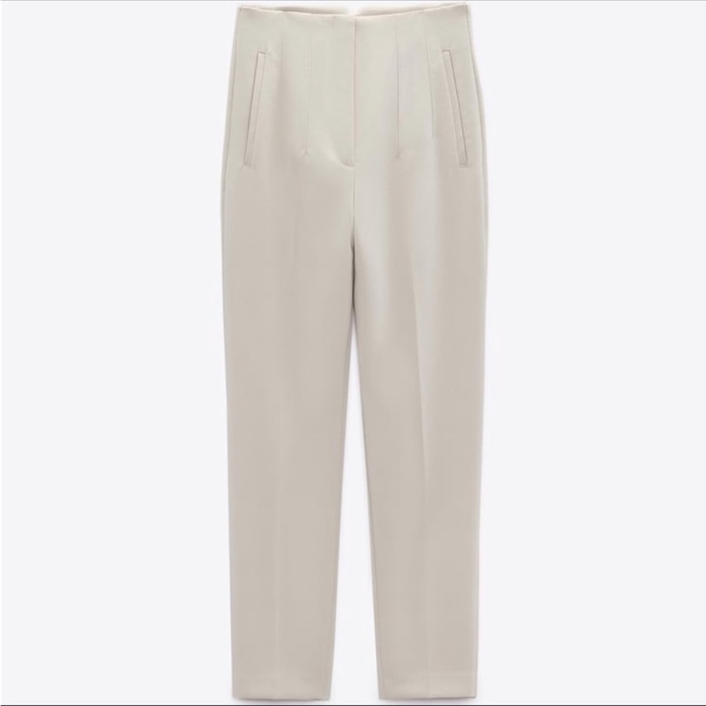 Zara Highwaisted Pants Oyster White Size Small